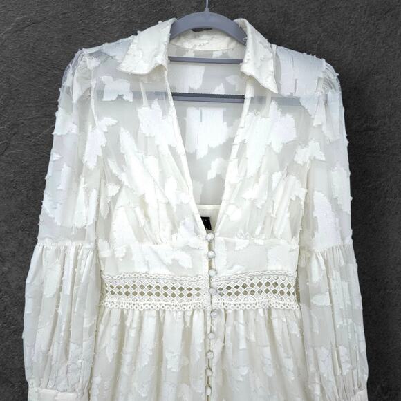 Asos Design Cream Burnout Lace Maxi Dress 2 Cottagecore Prairie Boho Coachella - Picture 6 of 15